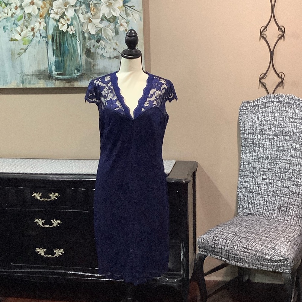 Elegant Navy Lace Dress
